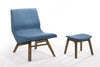 Modrest Whitney Modern Blue & Walnut Accent Chair & Ottoman Model VGMAMI558MI645-BLU