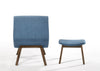 Modrest Whitney Modern Blue & Walnut Accent Chair & Ottoman Model VGMAMI558MI645-BLU