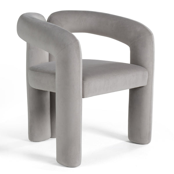 Modrest Mulgrew Modern Light Grey Velvet Dining Chair Model VGMF-D1128-LTGRY