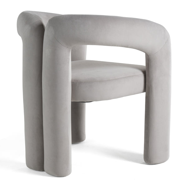 Modrest Mulgrew Modern Light Grey Velvet Dining Chair Model VGMF-D1128-LTGRY
