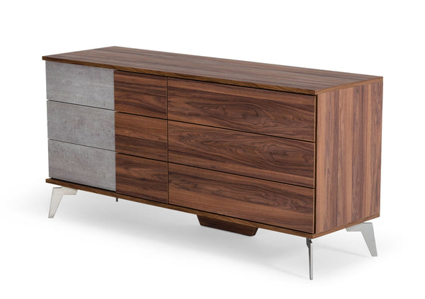 Nova Domus Palermo Modern Italian Faux Concrete & Walnut Dresser Model VGACPALERMO-WAL-DRS