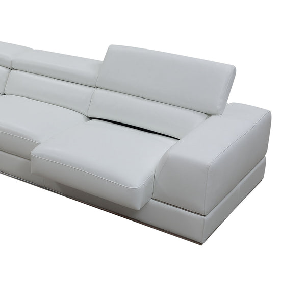 Divani Casa Pella Modern White Italian Leather U Shaped Sectional Sofa Model VGCA5106-LAF