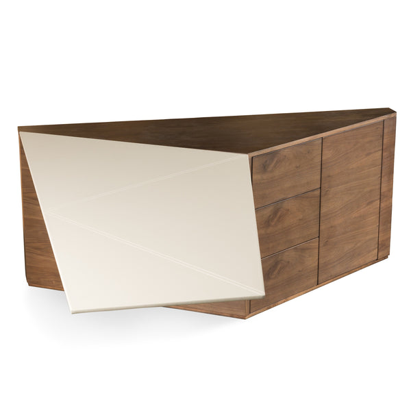 Modrest Pilot Modern Dark Walnut & Beige Leather Desk Model VGVC-BT2323