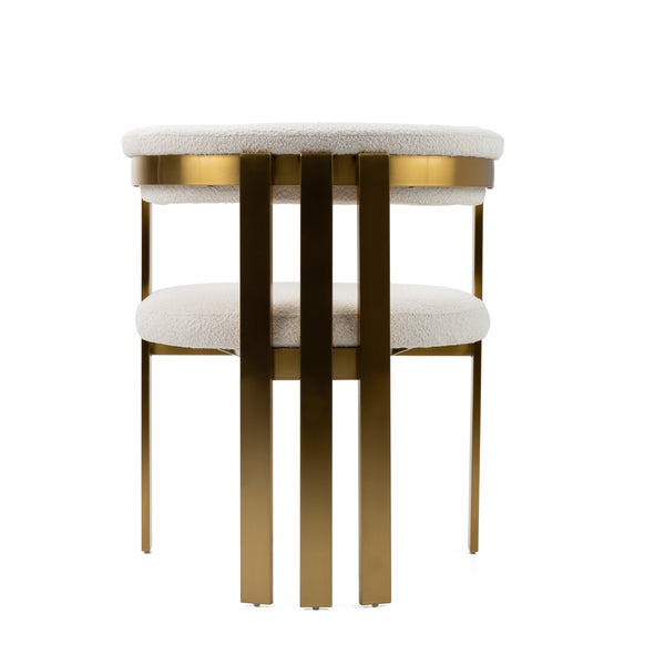 Modrest Pontiac Modern Beige Sherpa & Gold Dining Chair Model VGZAY129-BEI-DC