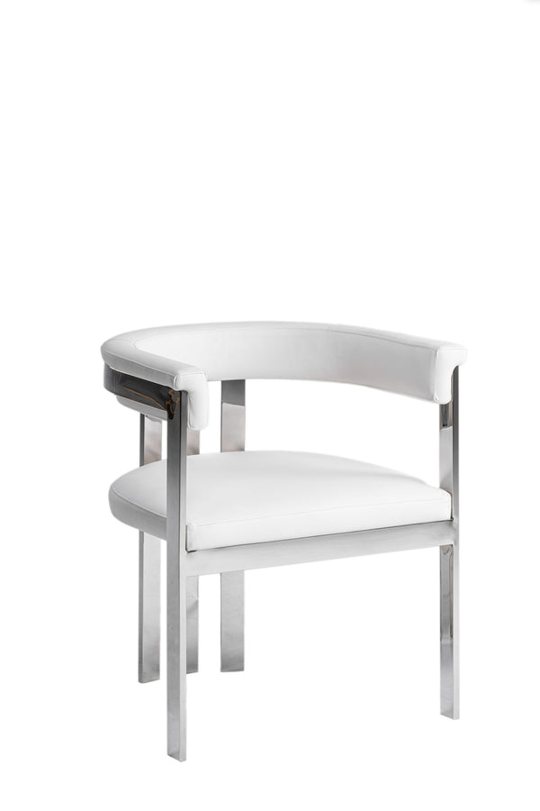 Modrest Pontiac Modern White Vegan Leather & Stainless Steel Dining Chair Model VGZA-Y129-WHTSTL