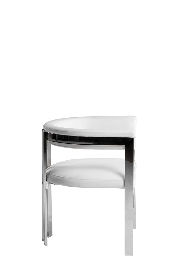 Modrest Pontiac Modern White Vegan Leather & Stainless Steel Dining Chair Model VGZA-Y129-WHTSTL