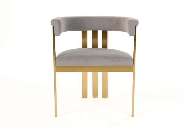 Modrest Pontiac Modern Grey Velvet & Champagne Gold Dining Chair Model VGZAY129-GRYG