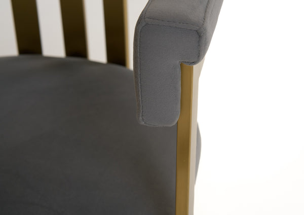Modrest Pontiac Modern Grey Velvet & Champagne Gold Dining Chair Model VGZAY129-GRYG