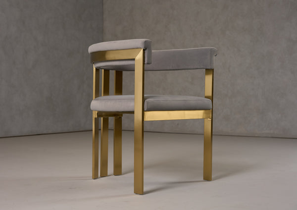 Modrest Pontiac Modern Grey Velvet & Champagne Gold Dining Chair Model VGZAY129-GRYG