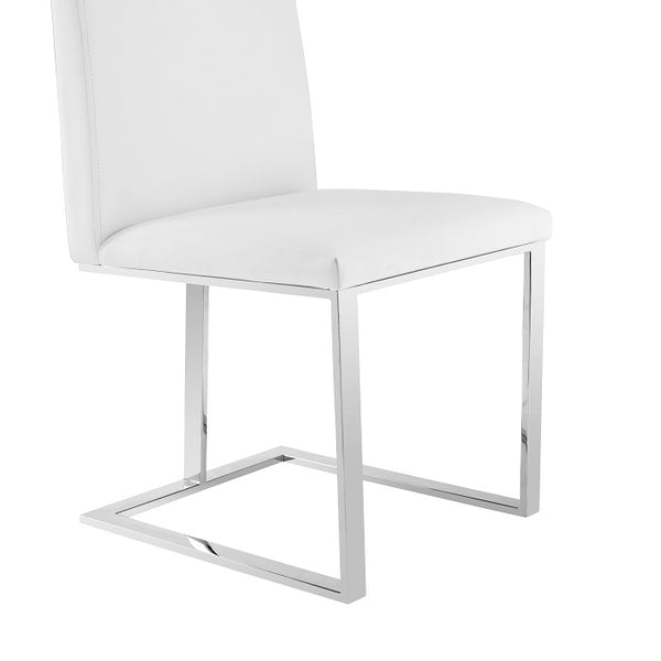 Modrest Frankie Modern White & Brushed Stainless Steel Dining Chair Model VGGA-6917CH-WHT-SS-DC