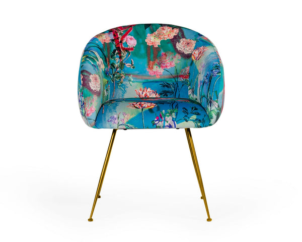Modrest Roxann Contemporary Floral Velvet Gold Dining Chair Model VGEUMC-9292CH-A-GL-CH