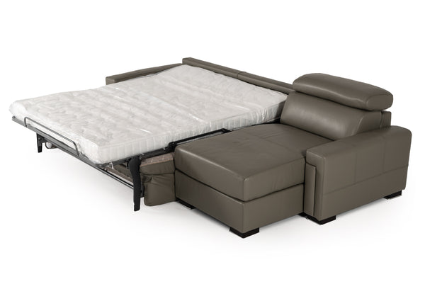 Lamod Italia Sacha Modern Dark Grey Leather Reversible Sectional Sofa Bed With Storage Model VGNTSACHA-C611