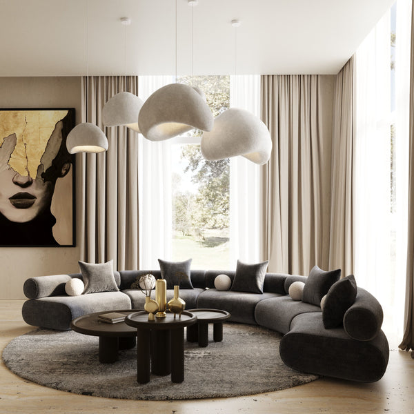 Divani Casa Simpson Contemporary Dark Grey Fabric Curved Modular Sectional Sofa Model VGOD-ZW-23018-GRY-MOD