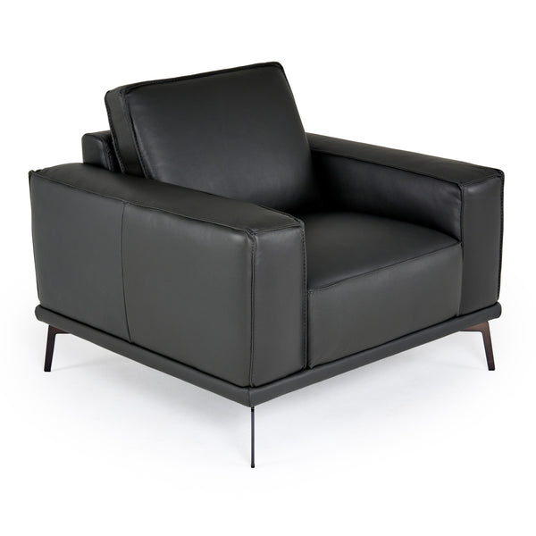Lamod Italia Soho Italian Grey Leather Armchair Model VGDTSOHO-GREY-CHR