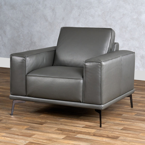 Lamod Italia Soho Italian Grey Leather Armchair Model VGDTSOHO-GREY-CHR