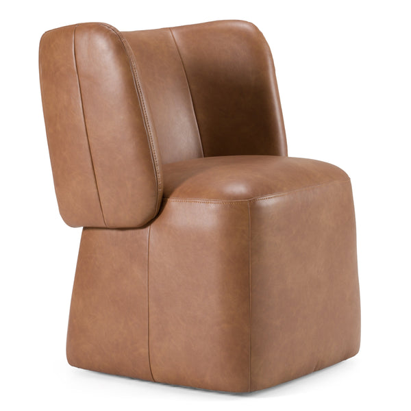 Modrest Standing Modern Brown Vegan Leather Dining Chair With Castor Wheels Model VGKK-KF.Y1255-BRN