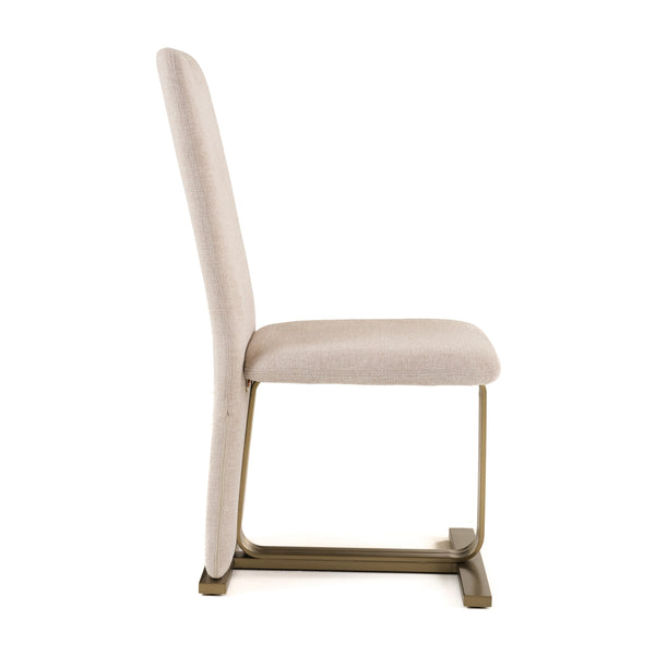 Modrest Tasha Modern Beige Linen & Brushed Brass Dining Chair (Set Of 2) Model VGVC-B2133-BGELN
