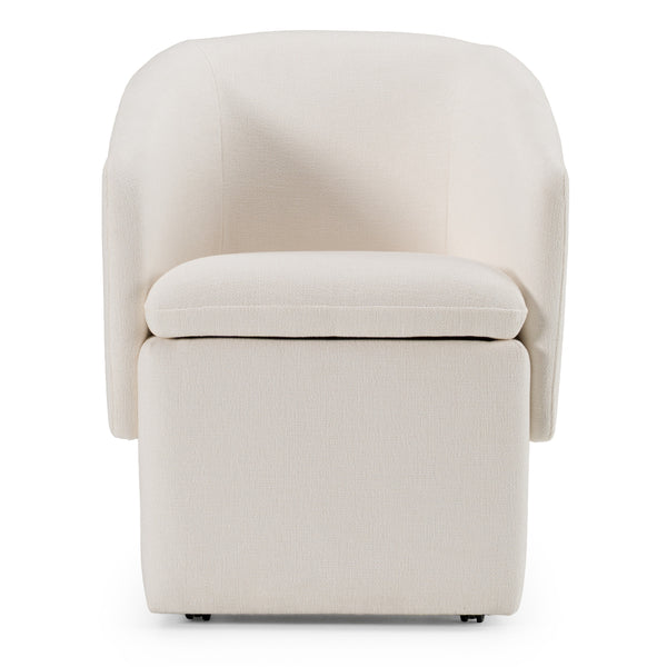 Modrest Tassell Modern Ivory Fabric Dining Chair With Castor Wheels Model VGKK-KF.Y2219-IVY