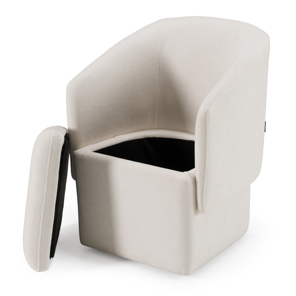 Modrest Tassell Modern Ivory Fabric Dining Chair With Castor Wheels Model VGKK-KF.Y2219-IVY