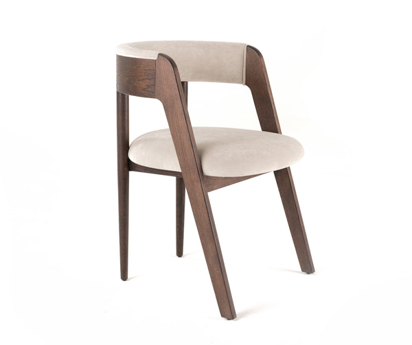Modrest Vegas Modern Beige Velvet & Walnut Oak Dining Chair (Set Of 2) Model VGME-VEGAS-DCHR