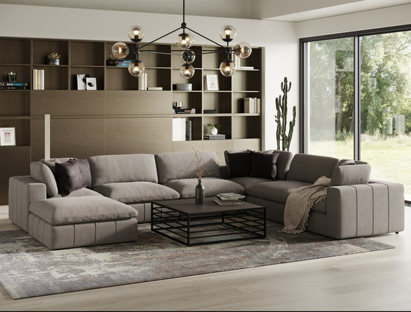 Divani Casa Vicki Modern Grey Fabric Modular Sectional Sofa Model VGKK-KF.8033-SECT-GRY