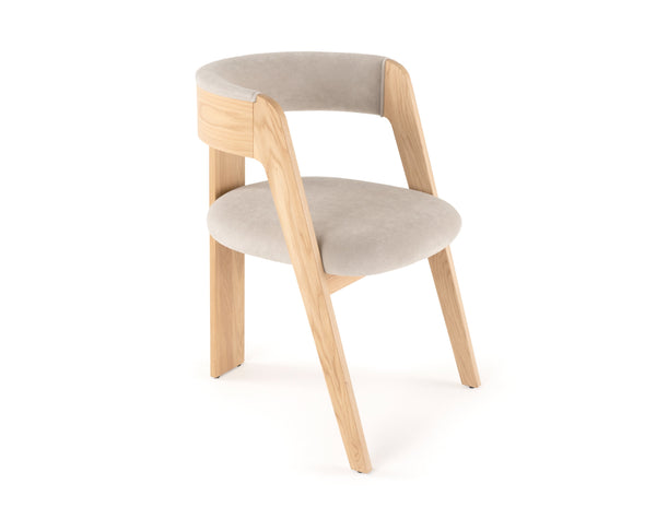 Modrest Washington Modern Cream Velvet & Natural Oak Dining Chair (Set Of 2) Model VGME121259-CDCHR