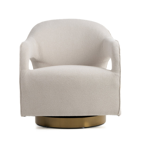Modrest Worley Modern Beige Fabric & Gold Swivel Accent Chair Model VGRH-RHS-AC-556-BGE