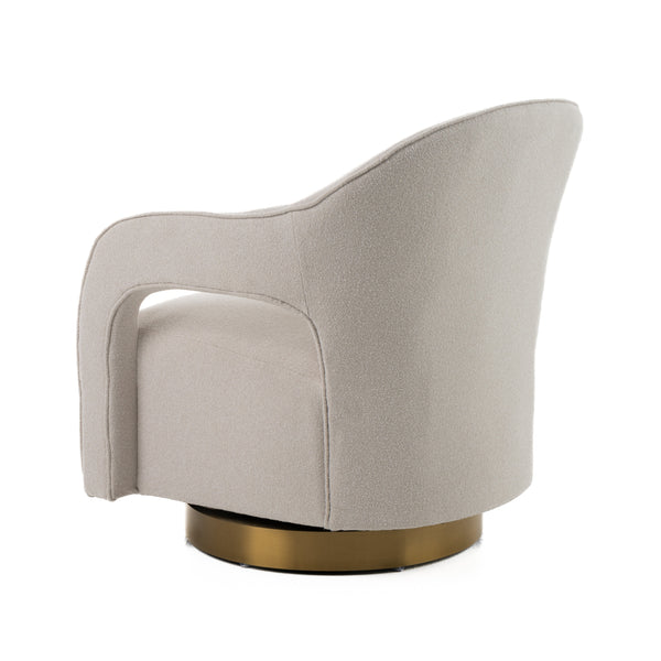 Modrest Worley Modern Beige Fabric & Gold Swivel Accent Chair Model VGRH-RHS-AC-556-BGE