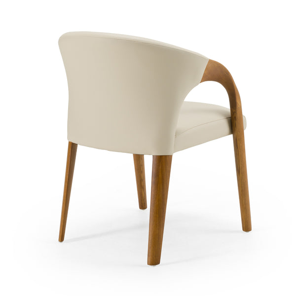 Modrest Wynetta Mid Century Modern Grey Vegan Leather & Walnut Dining Chair Model VGCSACH-19075-WAL