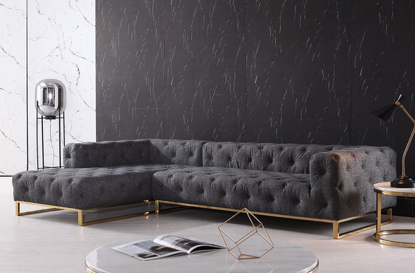 Divani Casa Willa Modern Grey Fabric Left Facing Sectional Sofa Model VG2T-Y-0687B-GRY