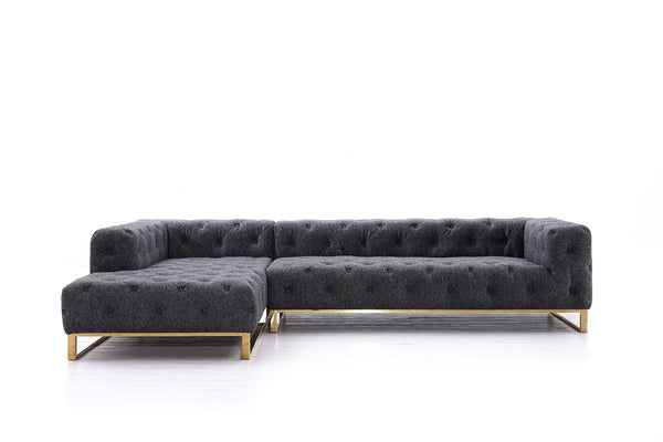 Divani Casa Willa Modern Grey Fabric Left Facing Sectional Sofa Model VG2T-Y-0687B-GRY