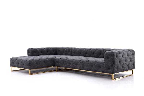 Divani Casa Willa Modern Grey Fabric Left Facing Sectional Sofa Model VG2T-Y-0687B-GRY