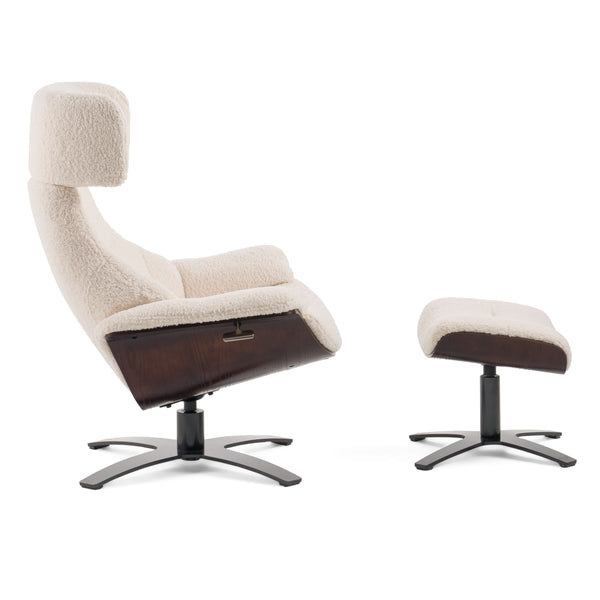 Modrest Zahara Modern Beige Lounge Chair & Ottoman Model VGKK-A985-BGE-SET