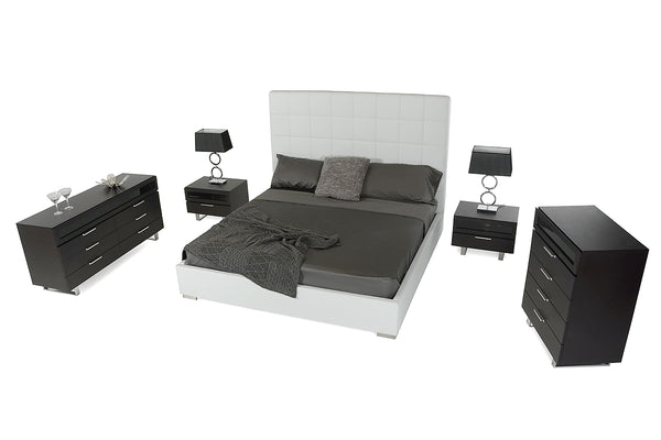 Queen Francis Modern White Leather Bed