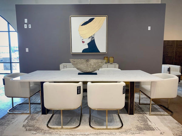 Modrest Auer White Marble & Gold Dining Table Model VGGM-DT-VALDERA-DT
