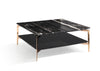 Modrest Dorian Modern Black Marble & Ebony Square Coffee Table