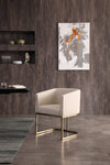 Modrest Yukon Modern Beige Bonded And Antique Brass Dining Chair Model VGVC-B8362