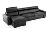 Lamod Italia Sacha - Modern Black Leather Reversible Sectional Sofa Bed with Storage