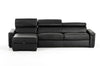 Lamod Italia Sacha - Modern Black Leather Reversible Sectional Sofa Bed with Storage