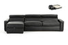 Lamod Italia Sacha - Modern Black Leather Reversible Sectional Sofa Bed with Storage