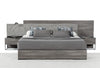 Queen Nova Domus Enzo Italian Modern Grey Oak & Fabric Bed w/ Nightstands