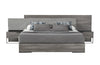Nova Domus Enzo Italian Modern Grey Oak & Fabric Bed w/ Nightstands