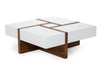 Modrest Makai Modern White & Walnut Square Coffee Table