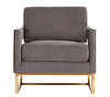 Modrest Edna Modern Grey Velvet & Gold Accent Chair Model VGRH-RHS-AC-201-GRY