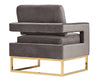 Modrest Edna Modern Grey Velvet & Gold Accent Chair Model VGRH-RHS-AC-201-GRY