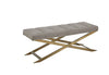 Modrest Xane - Contemporary Grey Fabric & Brushed Brass Bench