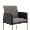 Modrest Engel Modern Dark Grey Vegan Leather & Grey Fabric & Antique Brass Dining Chair Model VGGAGA-6988CH-1-DKGRY