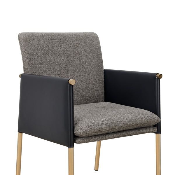 Modrest Engel Modern Dark Grey Vegan Leather & Grey Fabric & Antique Brass Dining Chair Model VGGAGA-6988CH-1-DKGRY