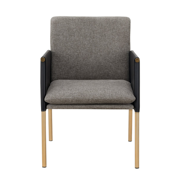 Modrest Engel Modern Dark Grey Vegan Leather & Grey Fabric & Antique Brass Dining Chair Model VGGAGA-6988CH-1-DKGRY