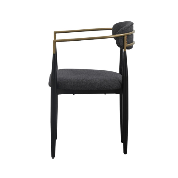 Modrest Buchtel Mid Century Modern Dark Grey & Gold Arm & Black Dining Chair Model VGDW-J1312-DKGRY